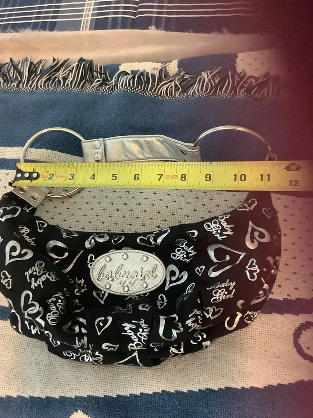 Babygirl Black Heart Print Small Purse with Silver Accent - Picture 4 of 7